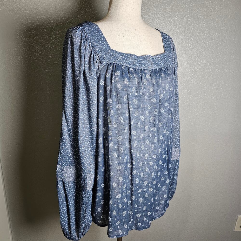 LC Lauren Conrad Navy Paisley Blouse